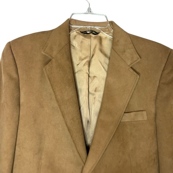 Vintage Tan Suede-Look Blazer Men’s Size 42 Classic Patch Pocket Jacket - Picture 2 of 12